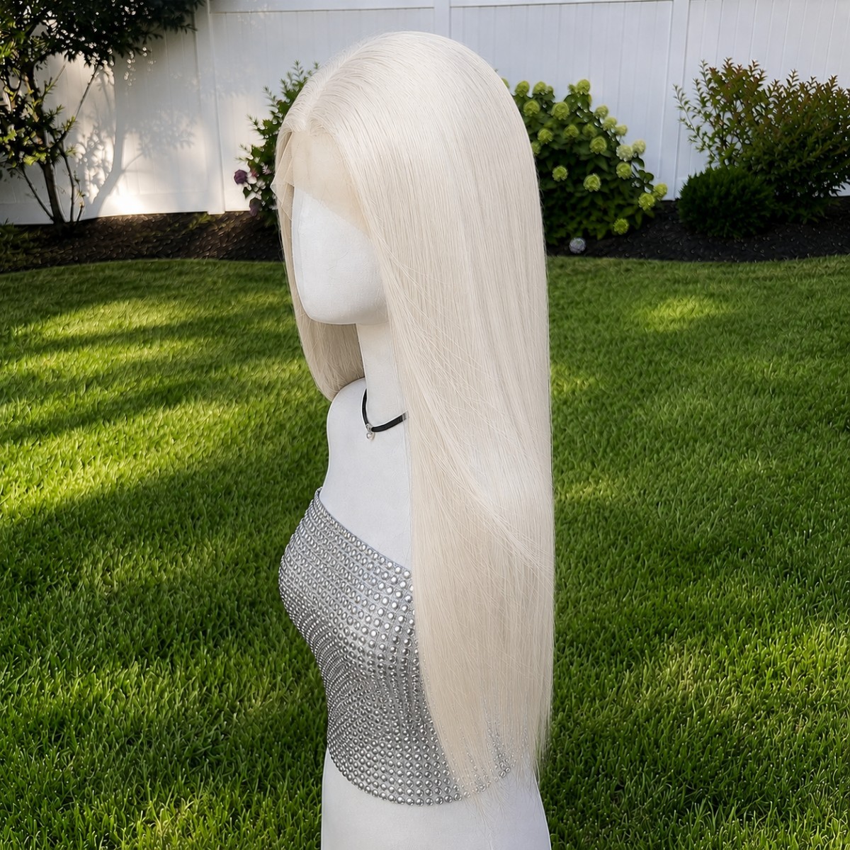 Heat Resistant Synthetic Hair Frontal Lace Wig Platinum blonde Long Straight
