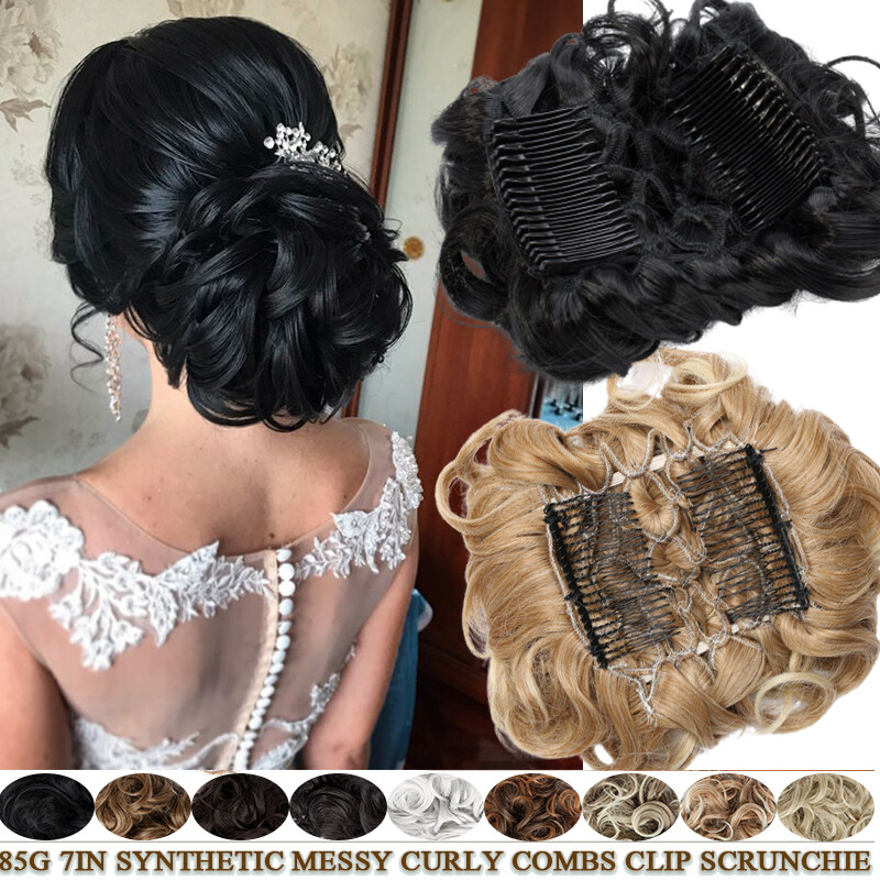 THICK Chignon Messy Bun Updo Clip in Hairpiece Real as Human Hair Extension Comb
