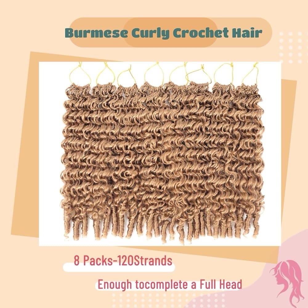8 Packs Burmese Curly Crochet Hair 18inch Knotless Pre-Separated Crochet Hair