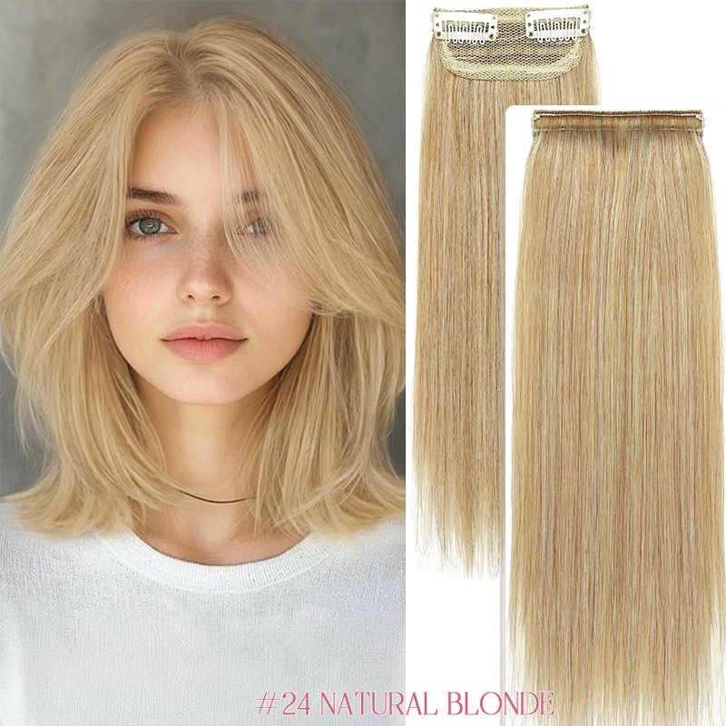 100% Remy Clip In Real Human Hair Extensions Short 6Pcs Hairpiece Pad Invisible
