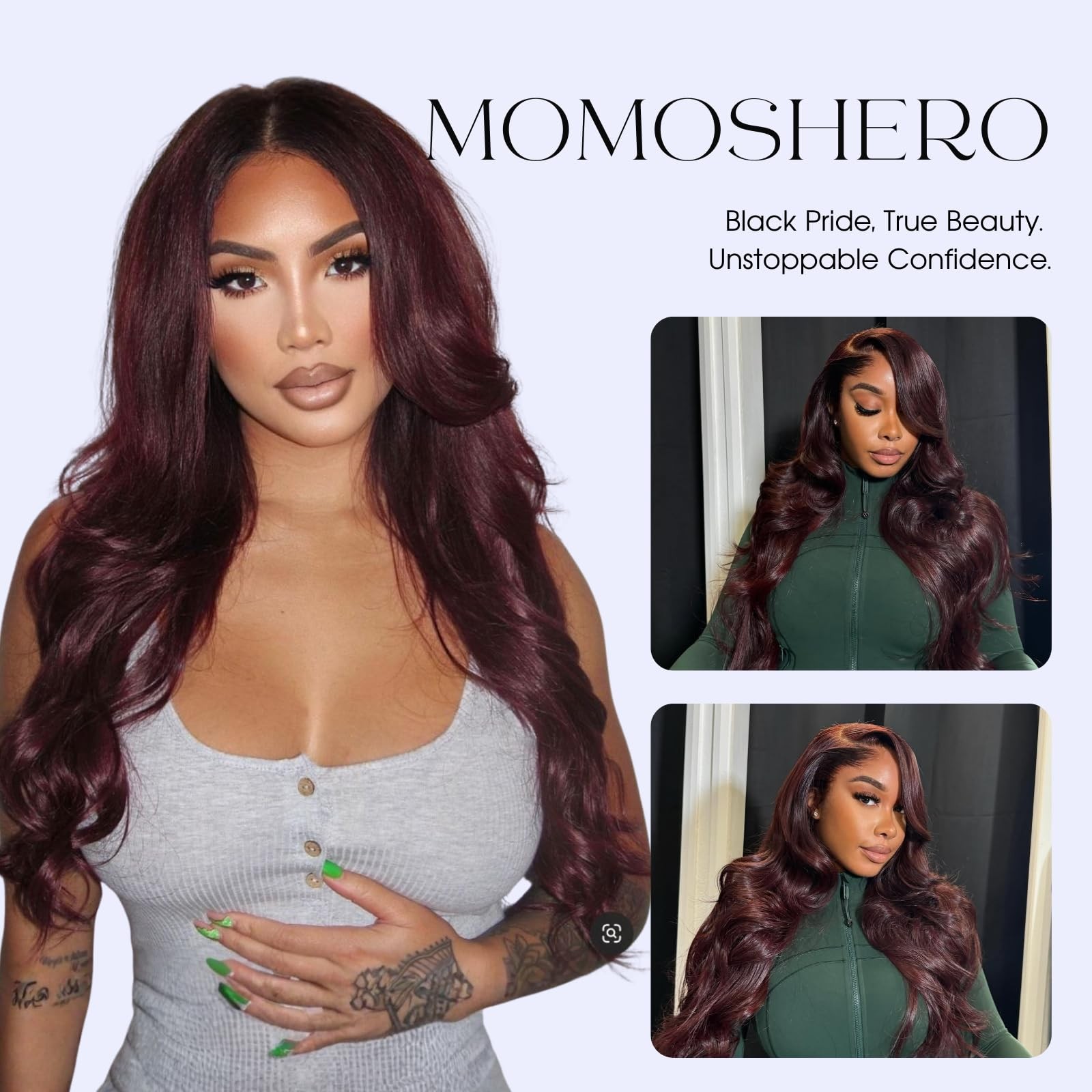 Momoshero Dark Burgundy 3 Bundles Human Hair Body Wave 12 14 16 Inch 99J 12A