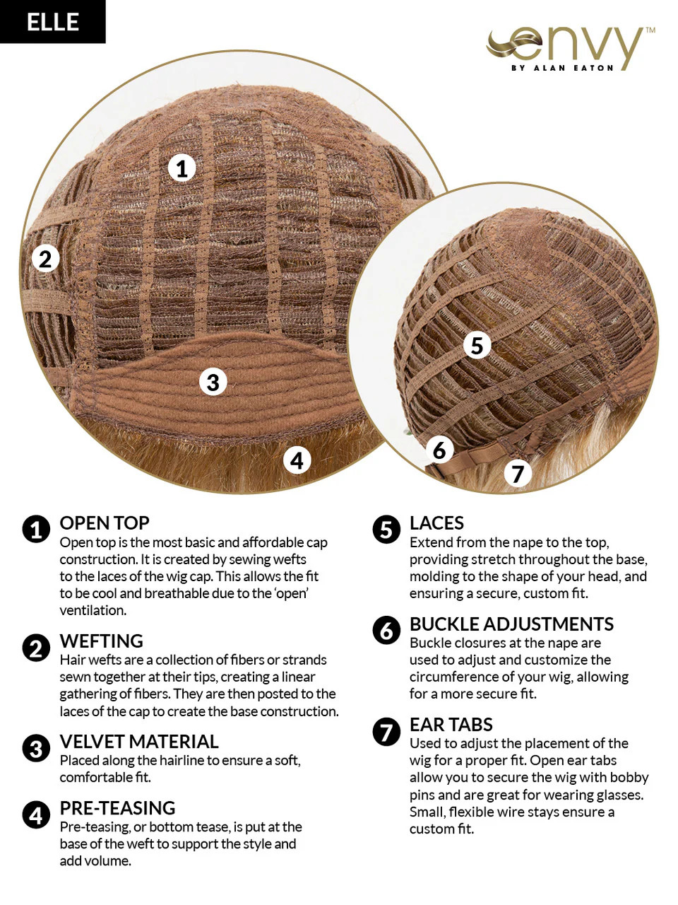 Elle | Envy wigs | open top | You Pick Color
