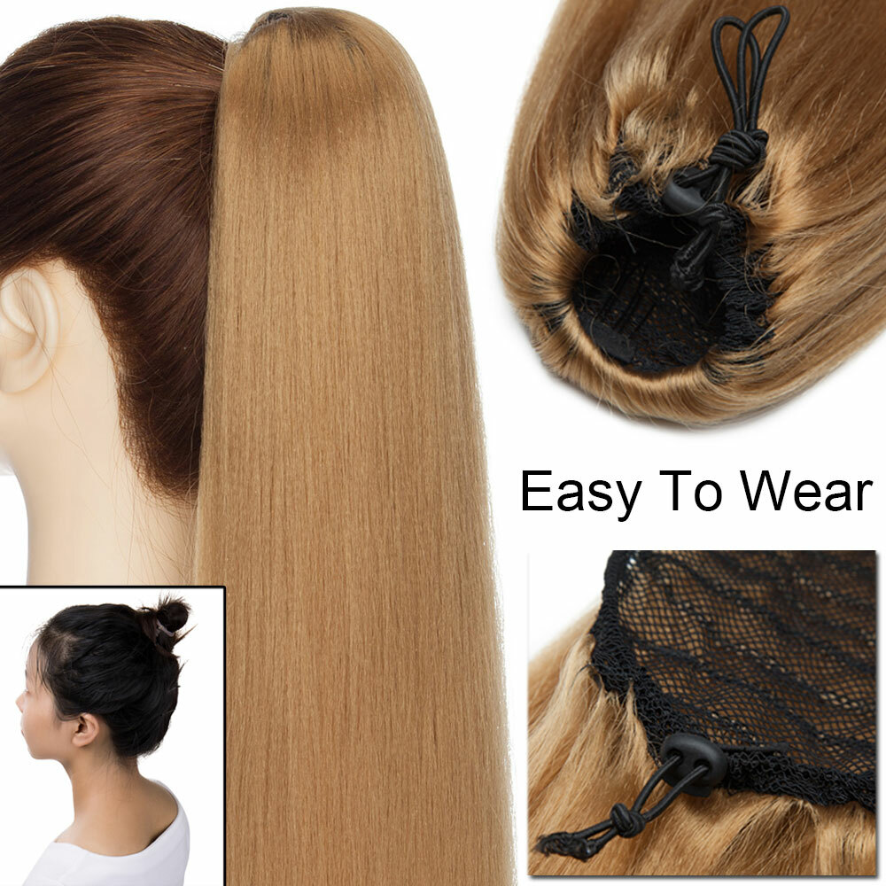 Drawstring Ponytail Long Corn Wave Bun Style Clip In Pony Tail Hair Extensions H