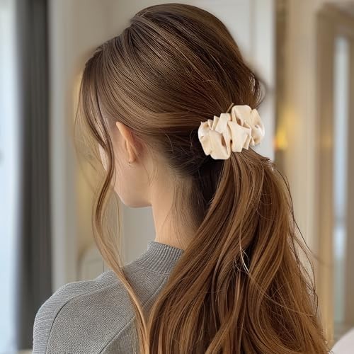 Large Scrunchies for Women 4Pcs Velvet Black; Beige; Dark Brown; Light Brown