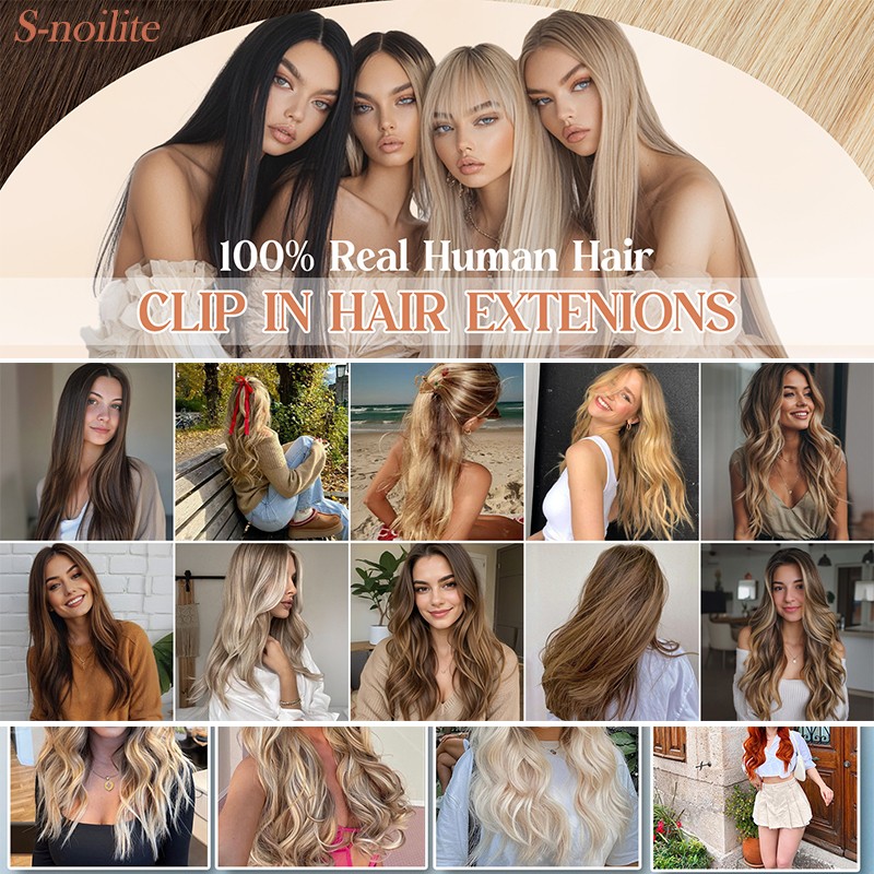 CLEARANCE One Piece 100% Real Remy Human Hair Extension Clip in V-shape Balayage