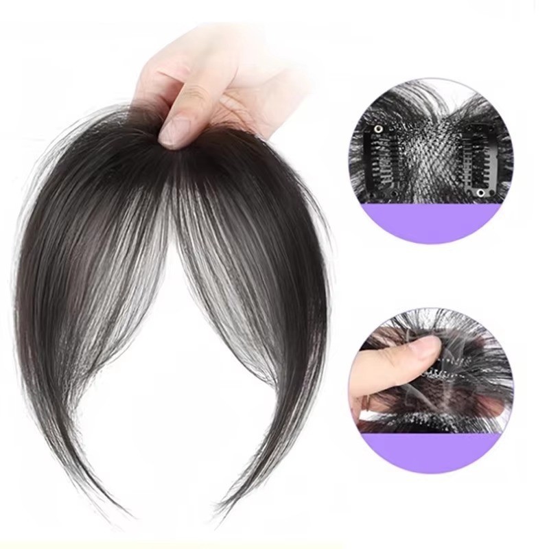 Natural Air Bangs Clip In Hair Extensions Straight Front Fringe False Hairpiece