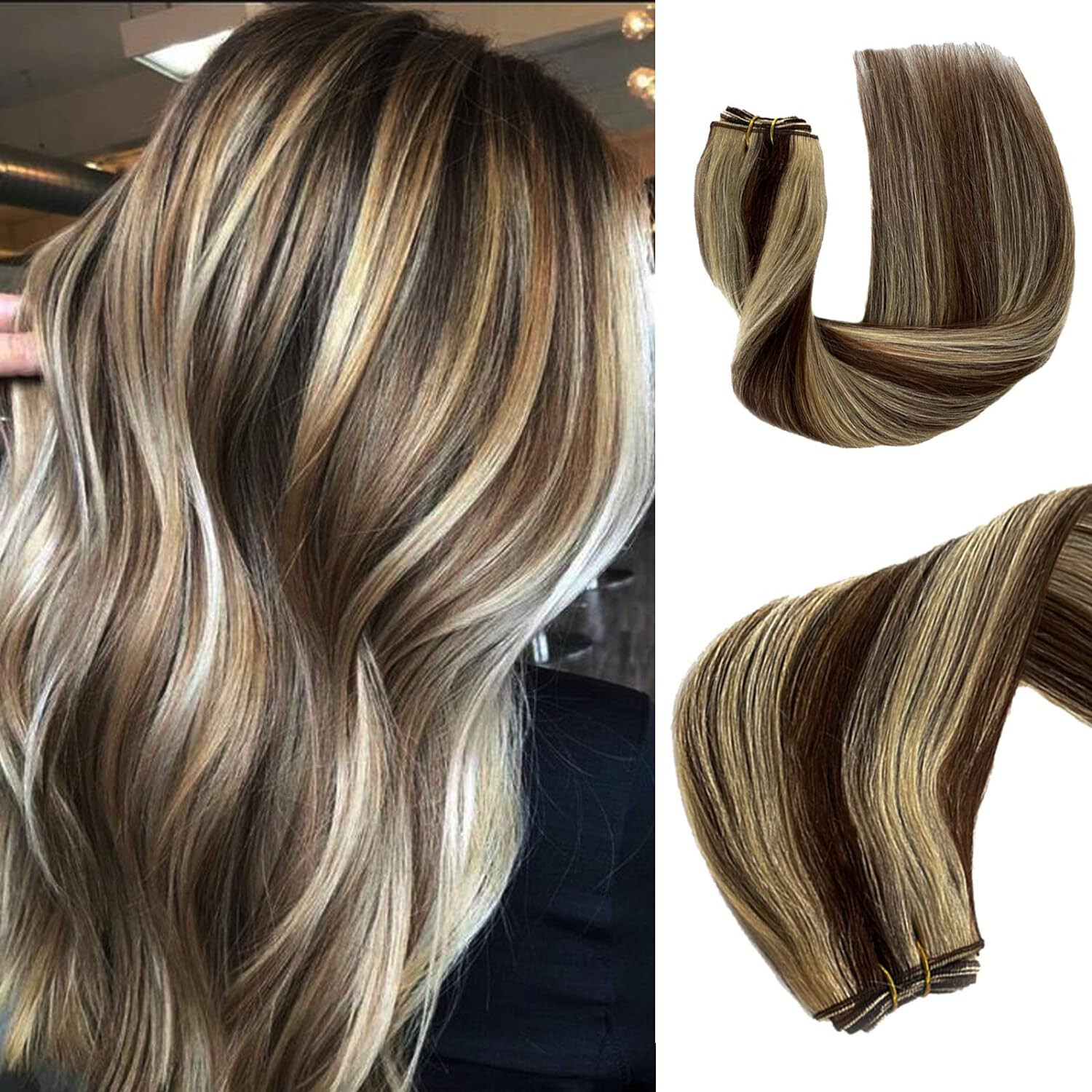 Machine Weft Double Weft Sew-In Weave Thick Bundle Remy Russian Hair 16in-28inch