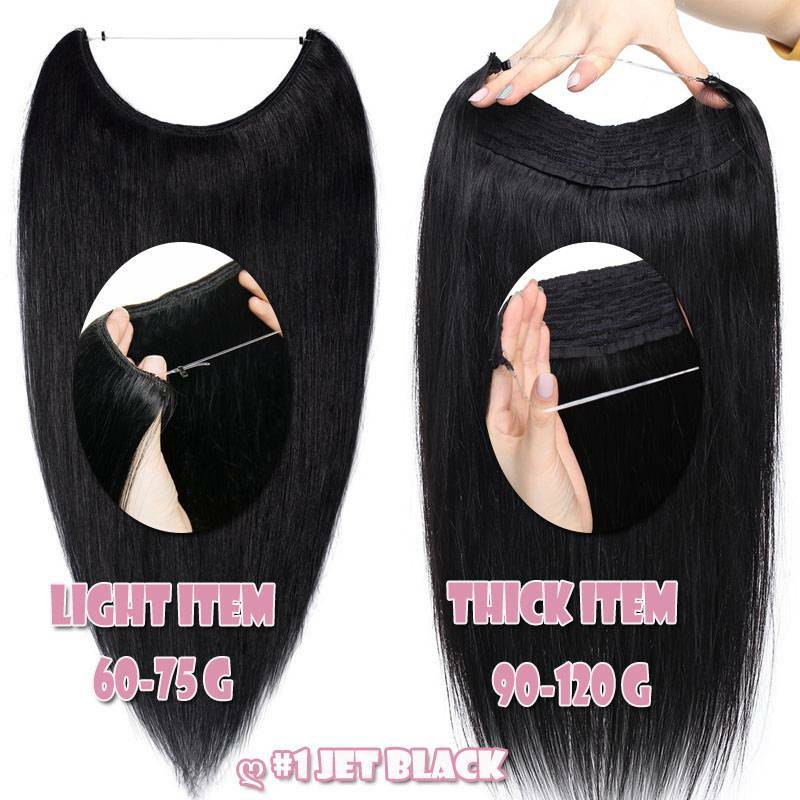 One Piece THICK Secret Wire No Clip In 100% Remy Human Hair Extensions Weft RW