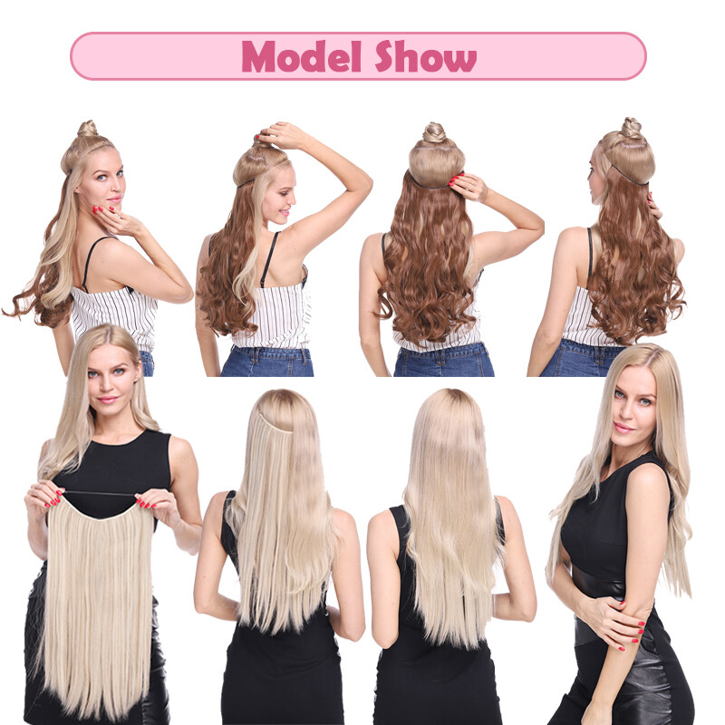 16″~24″ Thick Hidden Secret Wire In Hair Extensions Invisible Hairpiece As Human