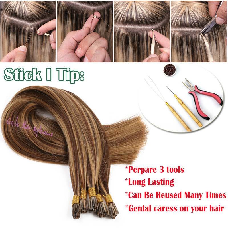Indian/Russian Remy Stick I Tip Human Hair Extensions Remy Micro Ring THICK 150G