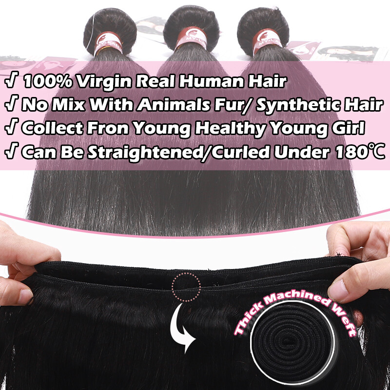 100% Virgin Remy Human Hair Extensions Sew in Bundles Weft Weave 300G FULL HEAD