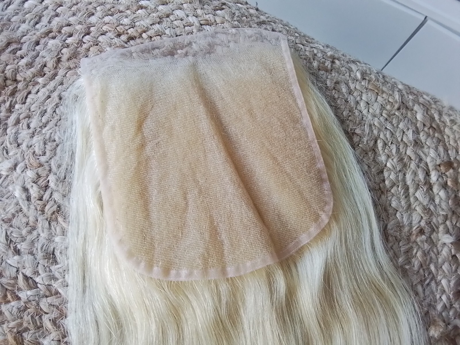 12A 18″ RUSSIAN HUMAN HAIR STRAIGHT PURE BLONDE 613# 7X7 WIDER LACE CLOSURE 90g