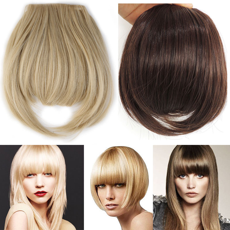 US Thick Neat Fringe Bangs Hairpiece As Clips in 100% as Human Hair Extensions