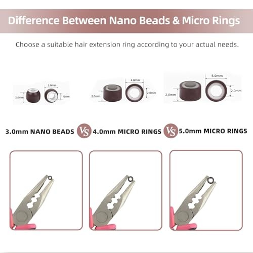 200Pcs 4mm Silicone Lined Micro Ring Beads for Hair Micro 4mm 200Pcs Brown