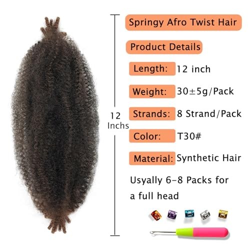 Marley Twist Braiding Hair, Pre-Separated Springy Afro 12 Inch(Pack of 3) T30