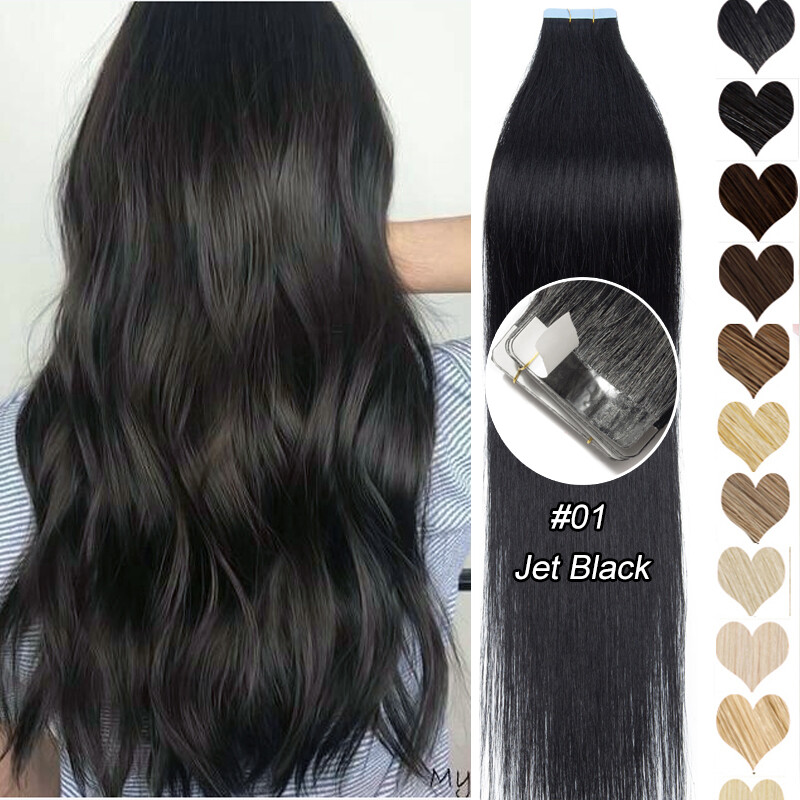 Tape In Hair 20/40/60pcs 100% Russian Human Extensions Thick Skin Weft ombre 22″