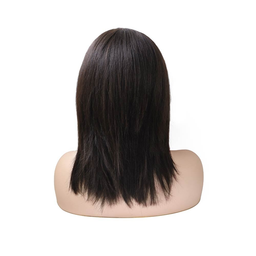 Women European Cuticle Remy Hair Wigs Mono Top Lace Front Medium Size 9”MT12#NC
