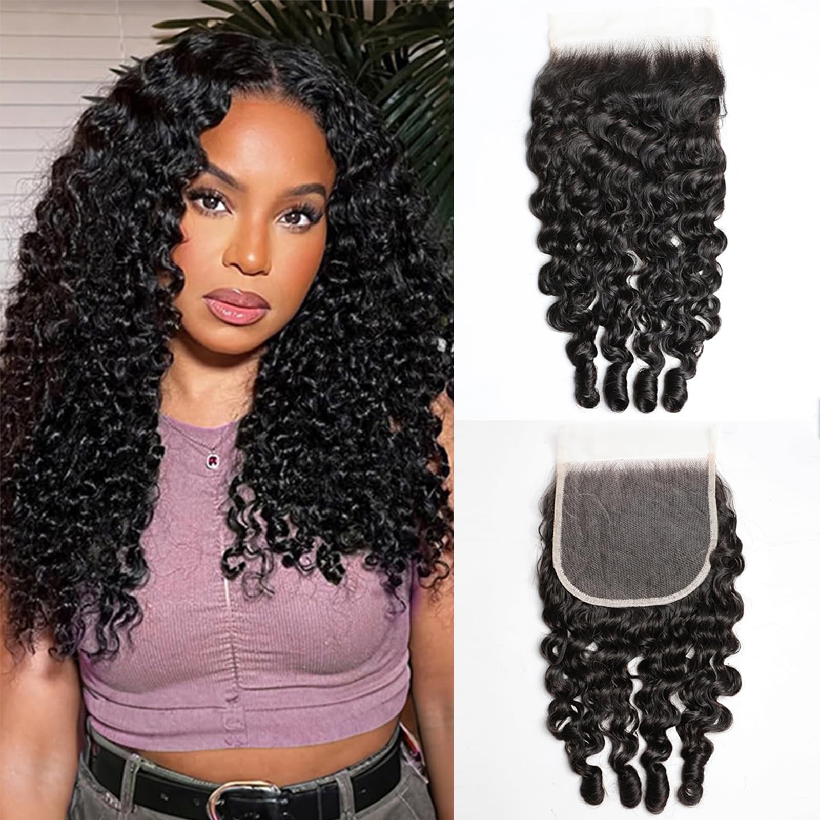 Lemoda 5×5 Burmese Curly Closure HD Transparent 5×5 Lace Closure 15A Virgin Burm