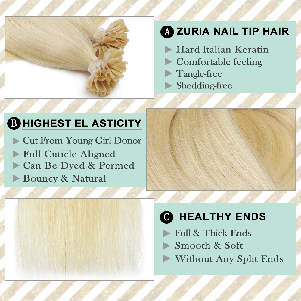 Pre Bonded Keratin Granules U Tip Remy Human Hair Extensions Highlight Blonde 1g