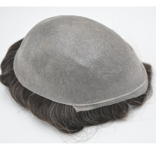 Men’s Poly Skin Hairpiece Front V-loop Invisible Hairline Toupee Wigs For Men