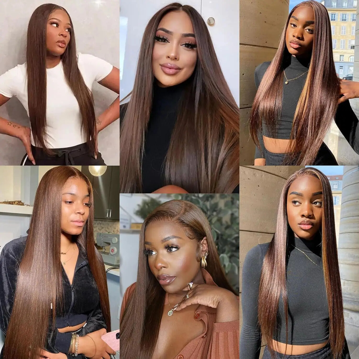 13×4 Chocolate Brown Straight Lace Front Wigs Hair 13×6 Transparent HD Lace Wigs