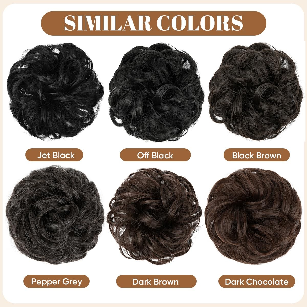 Large Messy Bun Hair Piece Wavy Curly Scrunchies Synthetic Chignon Ponytail H…