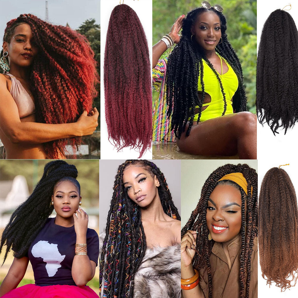 3Pack Ombre Afro Kinky Curly Marley Hair Twist Crochet Braiding Hair Extension