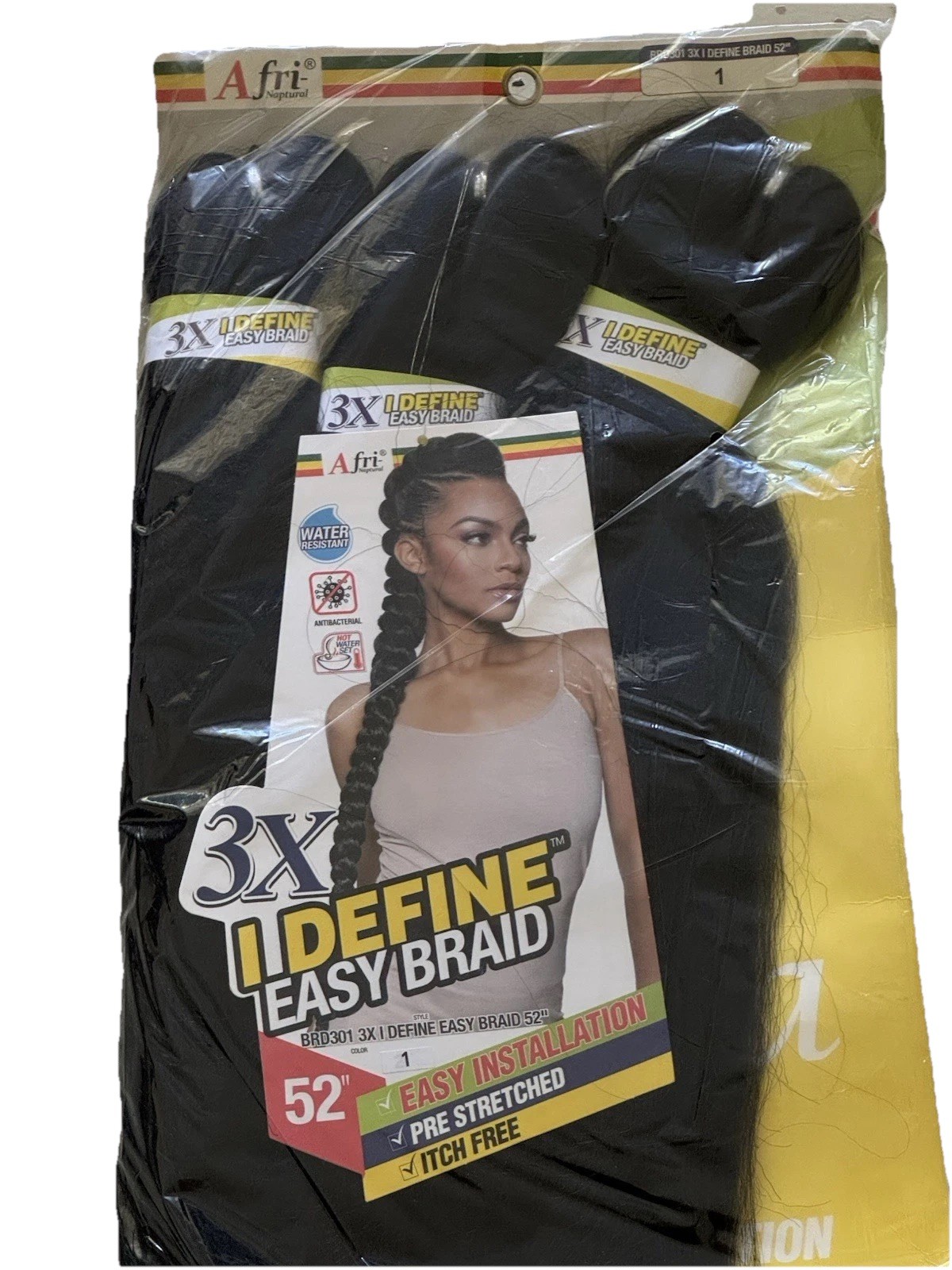 Spetra 3X Easy Braid Pre-Stretched 52 in Synthetic Braid Extensions Black