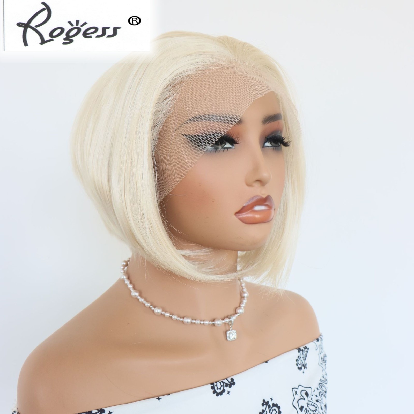 Platinum Blonde Short Bob Lace Front Wig Matte Synthetic Cosplay