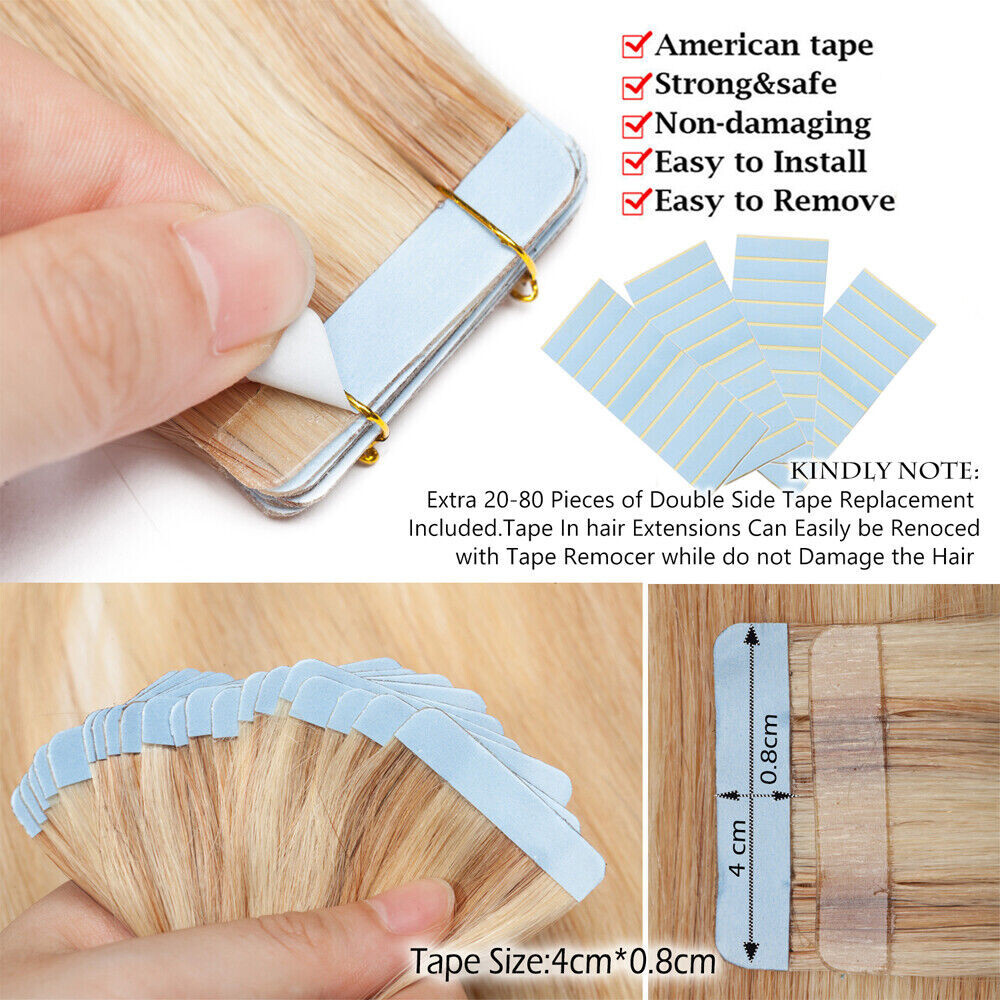 Tape in Hair Extensions Human Hair Seamless Skin Weft Remy Hair Highlight Blonde