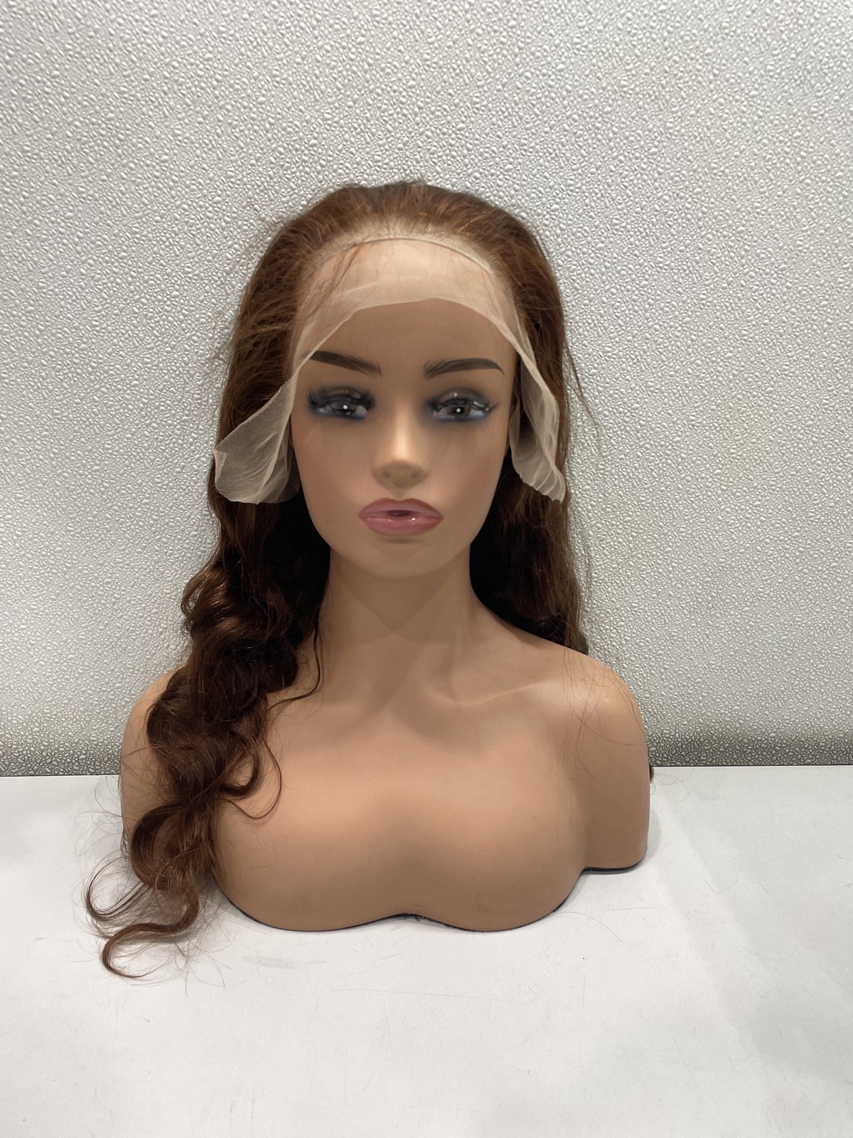 Brown Body Wave Human Hair Blend Glueless Lace Front Wig, 24″