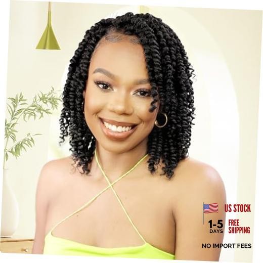 Passion Twist Hair 8 Inch 8 Packs, Pre Twisted Passion 8 Inch (Pack of 8) 1B#