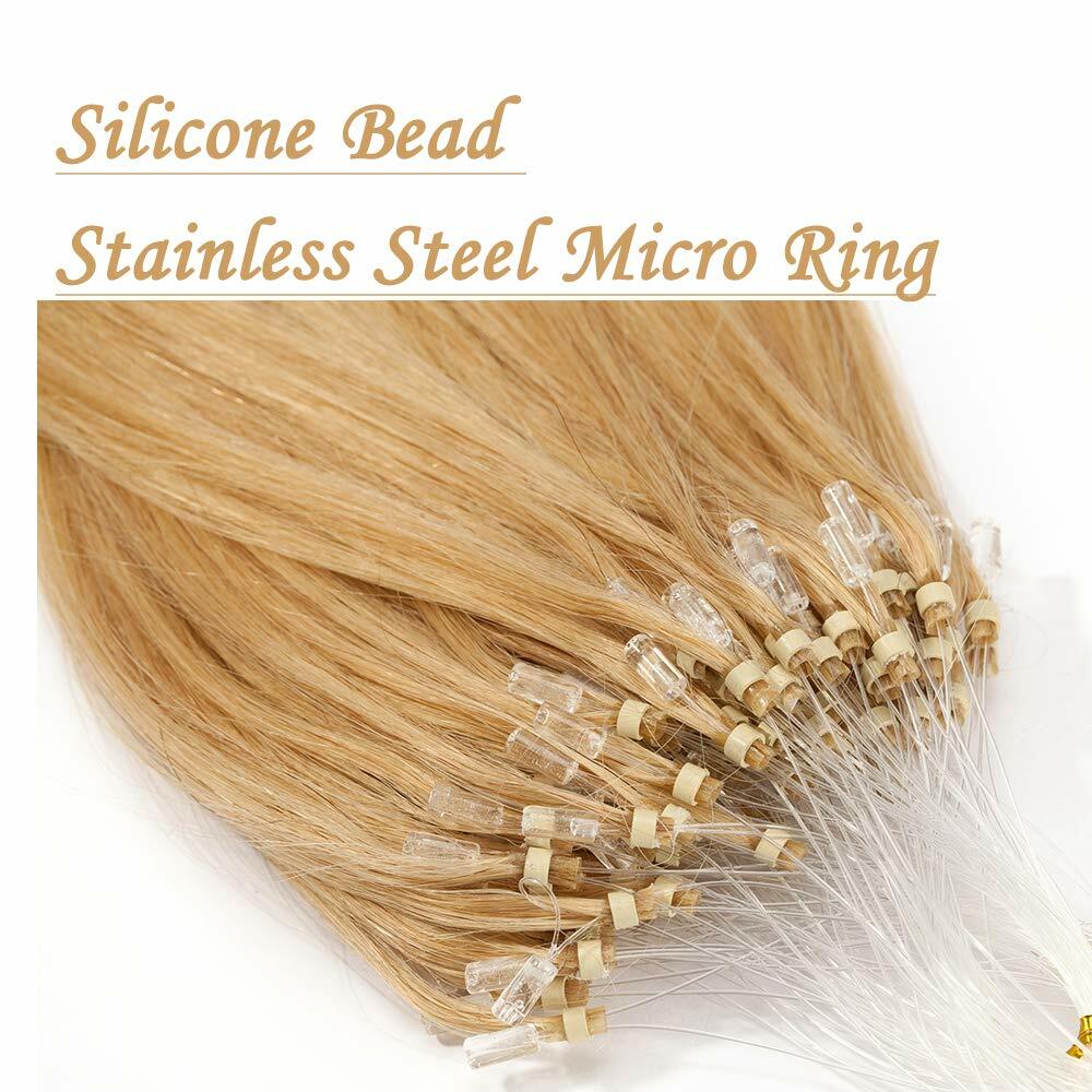 Micro Ring Beads Loop Link Russian Remy Human Hair Extensions Heat Resistant100s