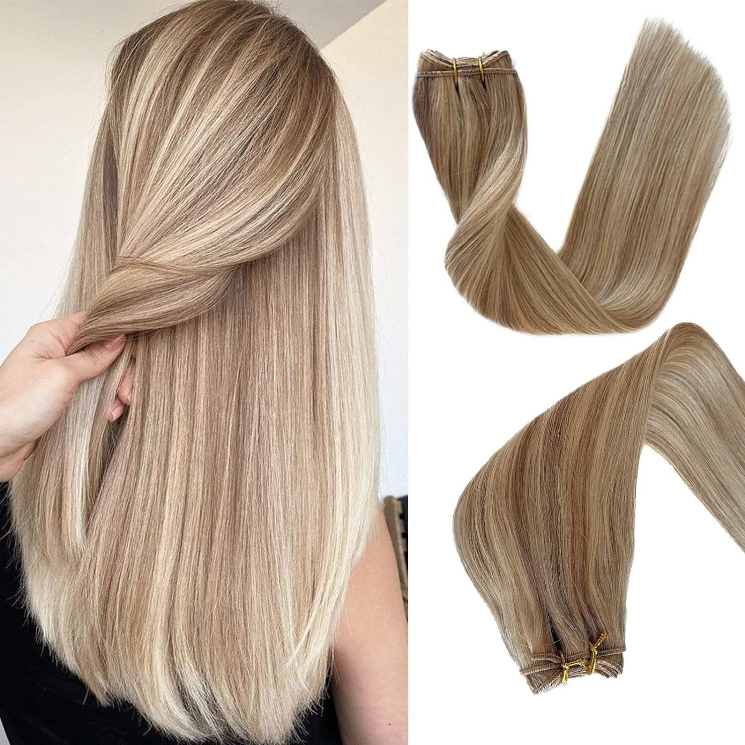 Double Weave Sew in Weft Hair Extensions 100%Real Brazilian Remy Human Hair 100g