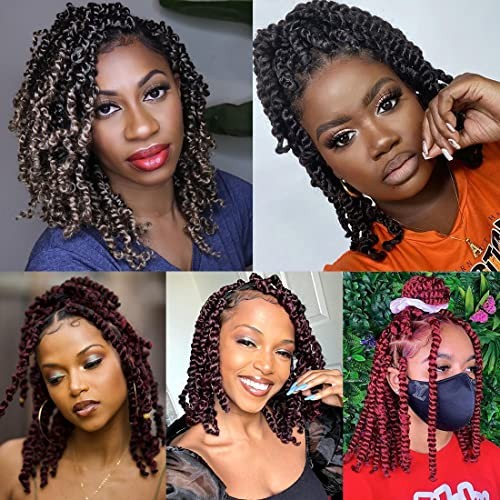 Pre Twisted Passion Twist Crochet Hair 10 Inch 8 10 Inch (Pack of 8) #1B/30/27