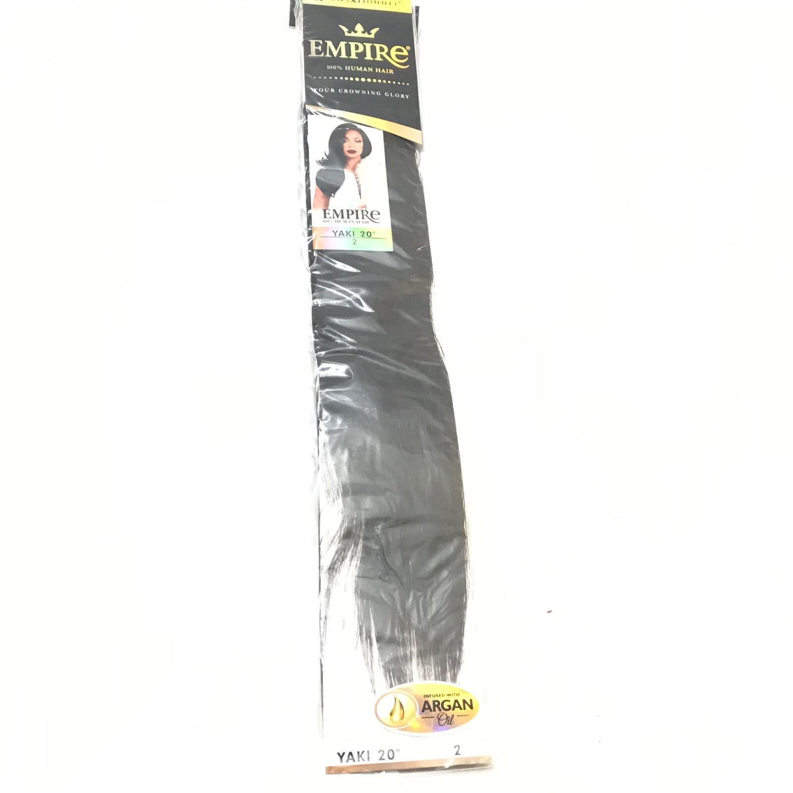 (1) Pack Sensationnel Empire Human Hair Yaki 20” Color 2 Black Infuse/Argan Oil