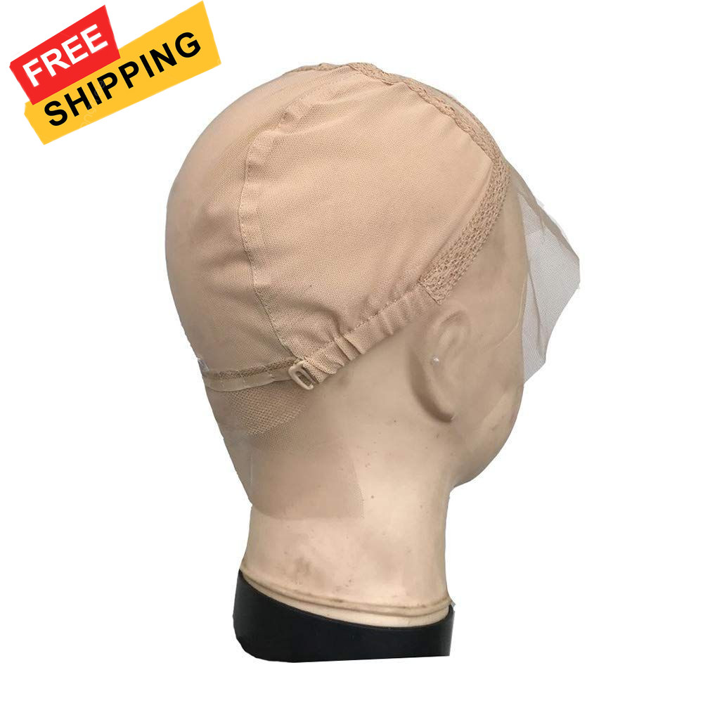 Lace Front Wig Cap for Making Wigs with Adjustable Strap Glueless Beige