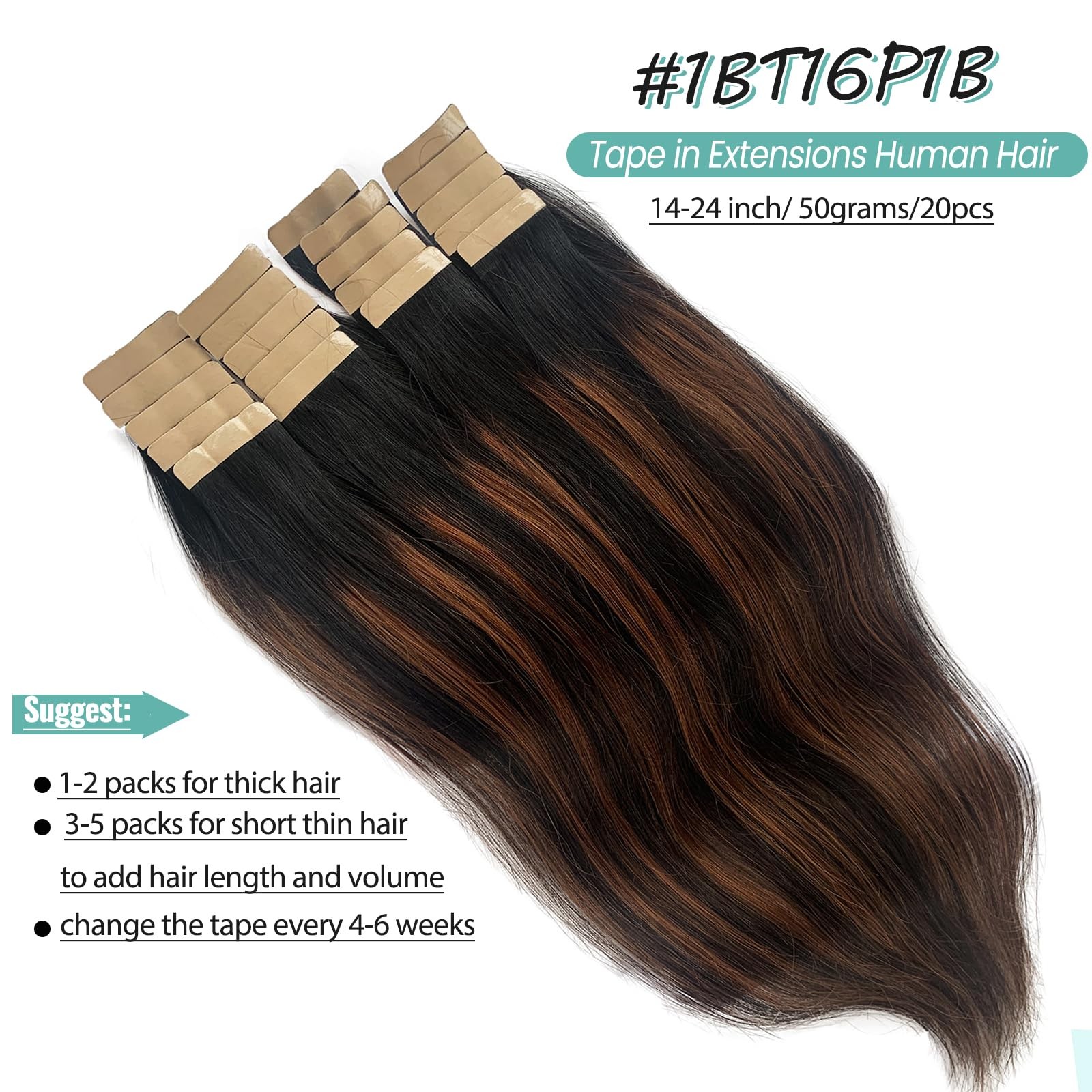 Licoville Tape In Hair Extensions Human Hair Balayage Natural Black To Light