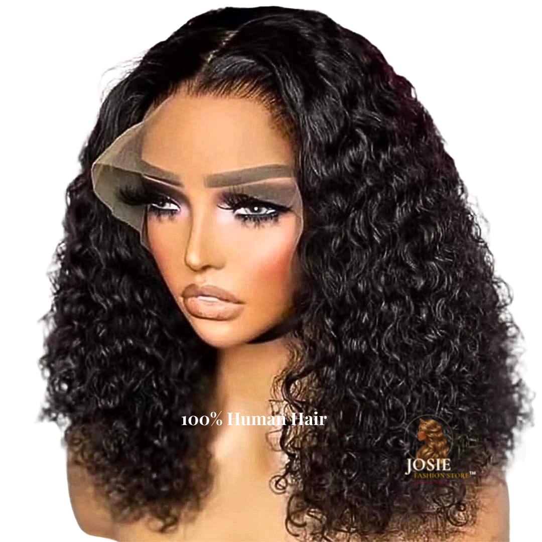 10″ Jerry Curl Lace Front Wig 100% Human Hair Short Affordable Glueless