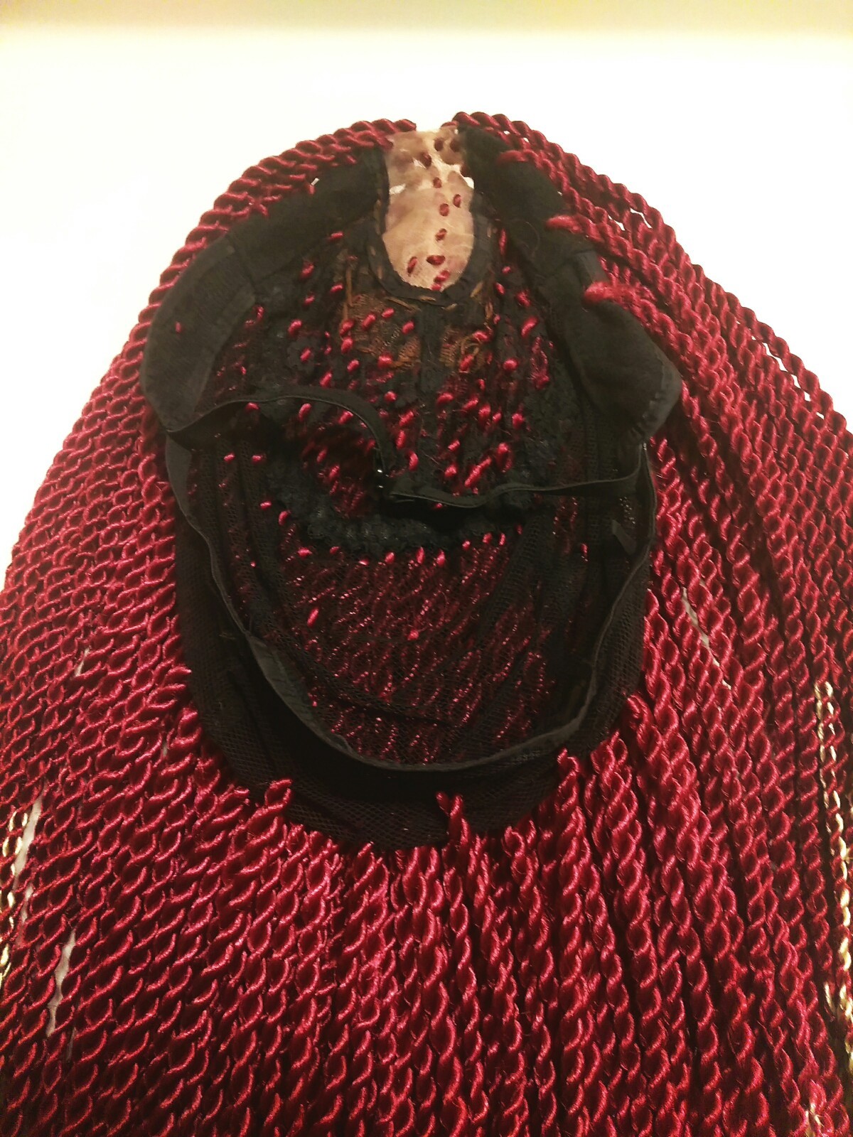 Handmade 22 to 24″ Braid Twist Wig with lace fabric color Red Creme