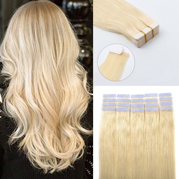 Thick Tape In Human Hair Extensions Straight Long Lasting Remy Hair Skin Weft15A