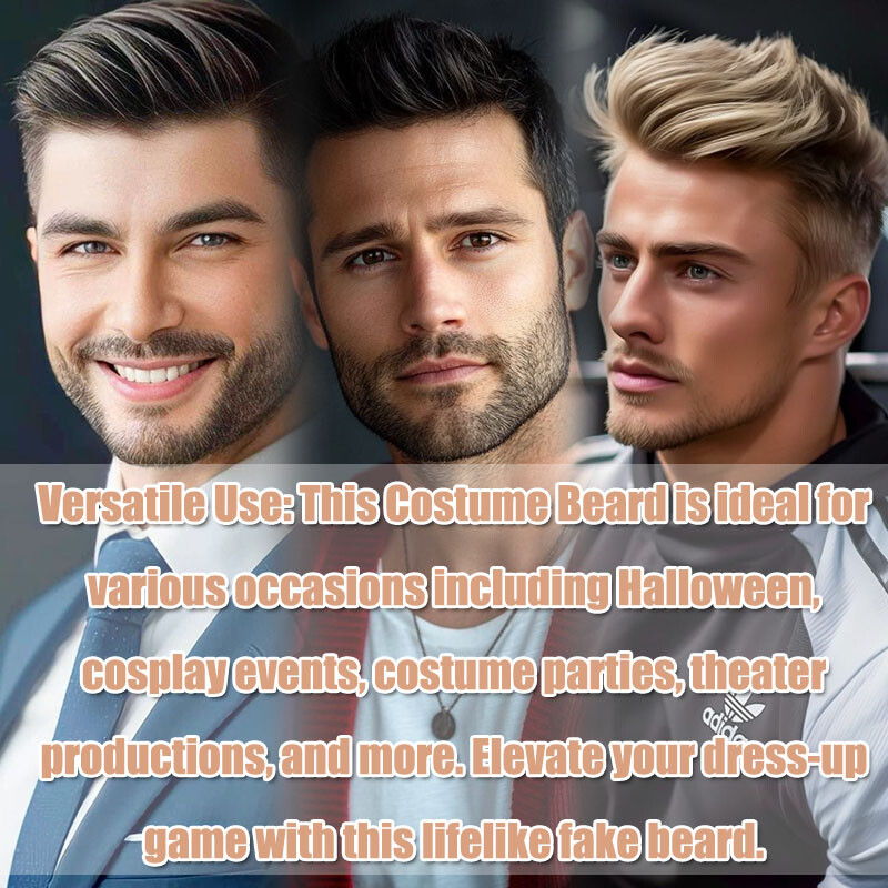 Fake Beard 100% Human remy Hair Face Beard and Mustache Adults Film Makeup cos