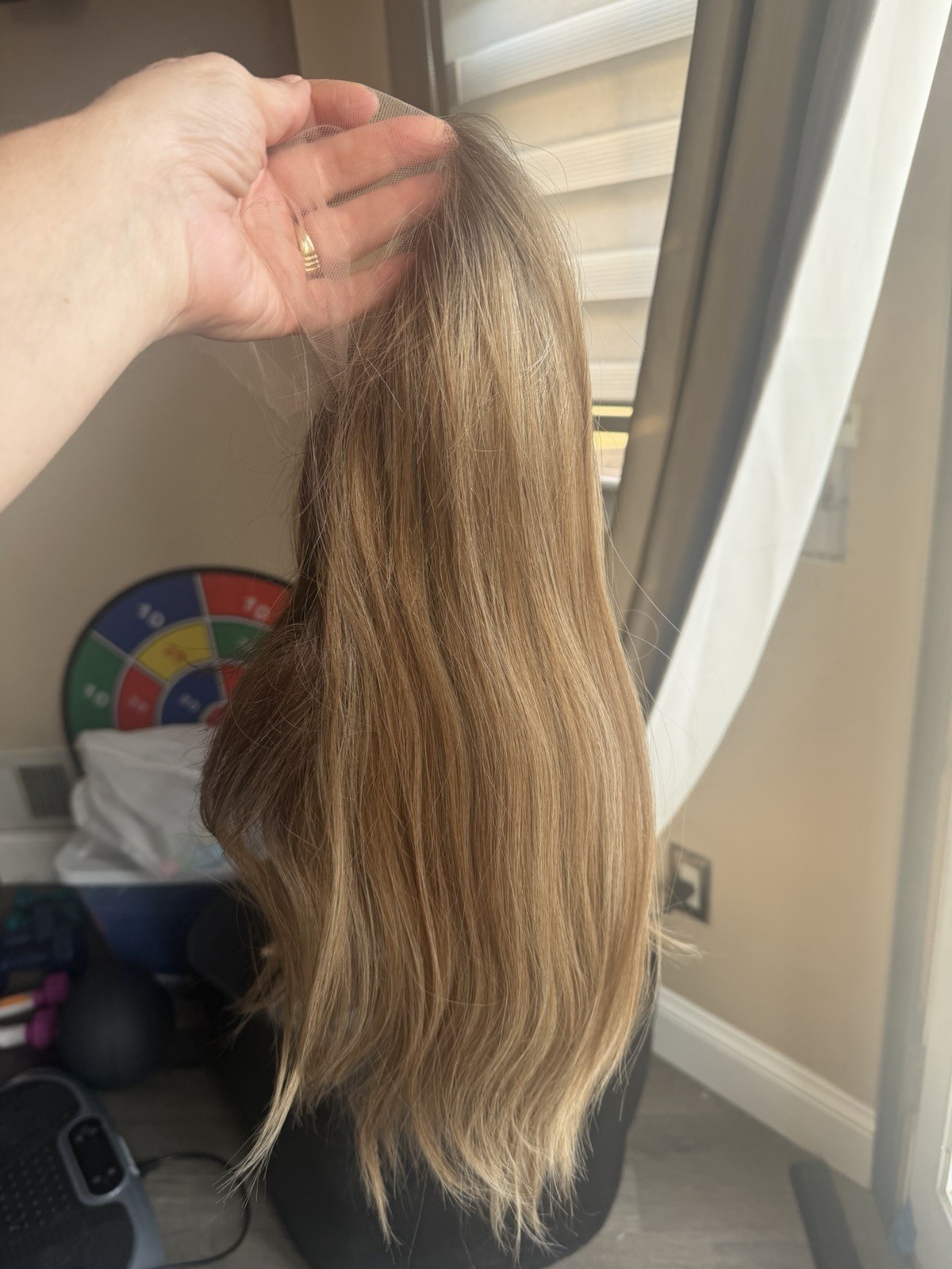 human hair lace Top European Hand tied Wig 18 Inches Size Small