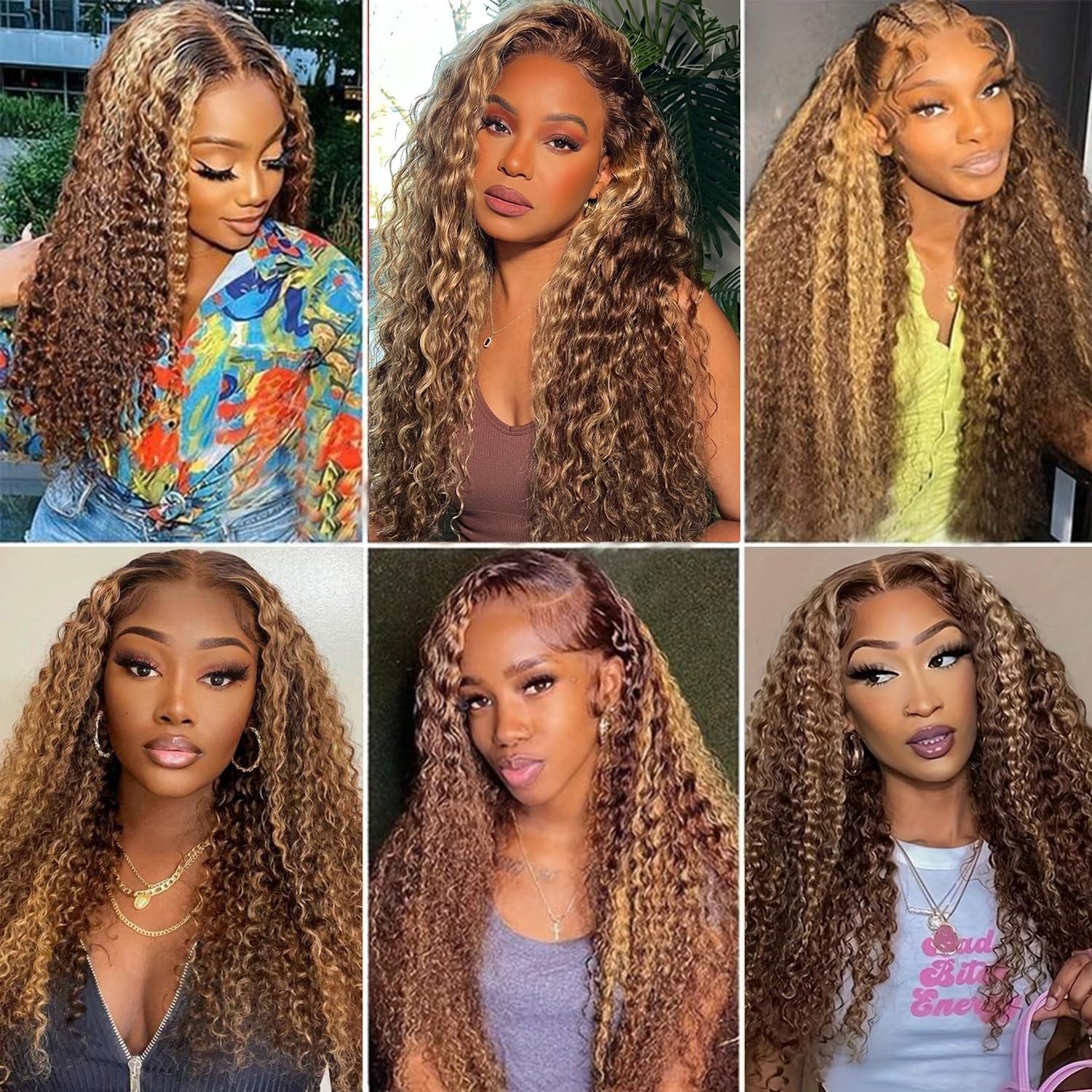 P4/27 Ombre Deep Wave Wig – Human Hair Highlight, Wet & Wavy, 20 Inch, 180 De…