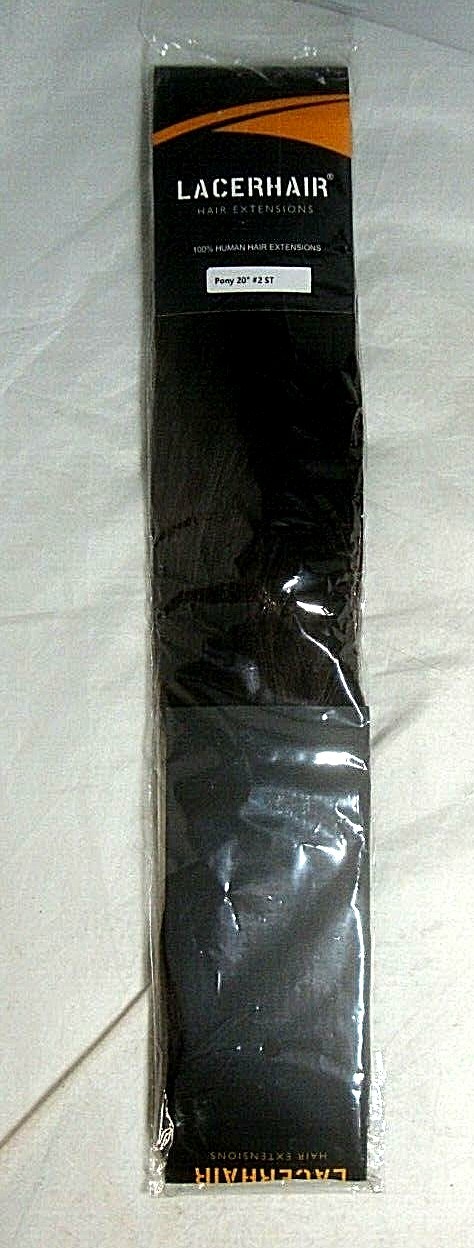 Lacerhair 20 inch Human Hair Extensions Clip in #2 Darkest Brown 50g