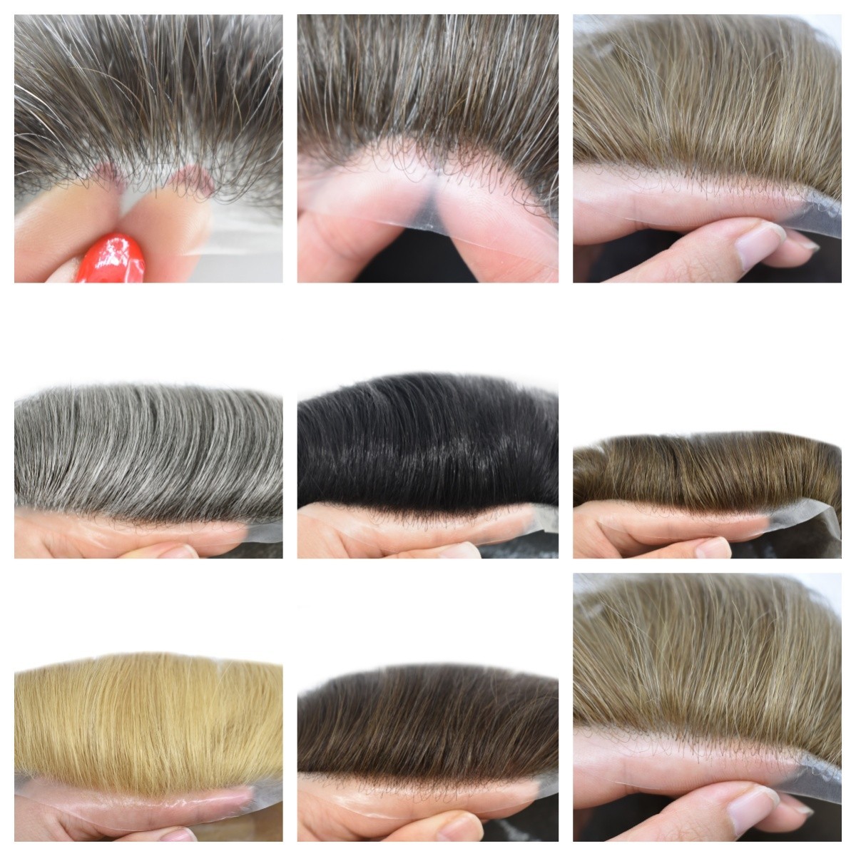 Ultra Thin Skin Mens Hair Piece Human Hair Replacement System V-Looped PU Toupee