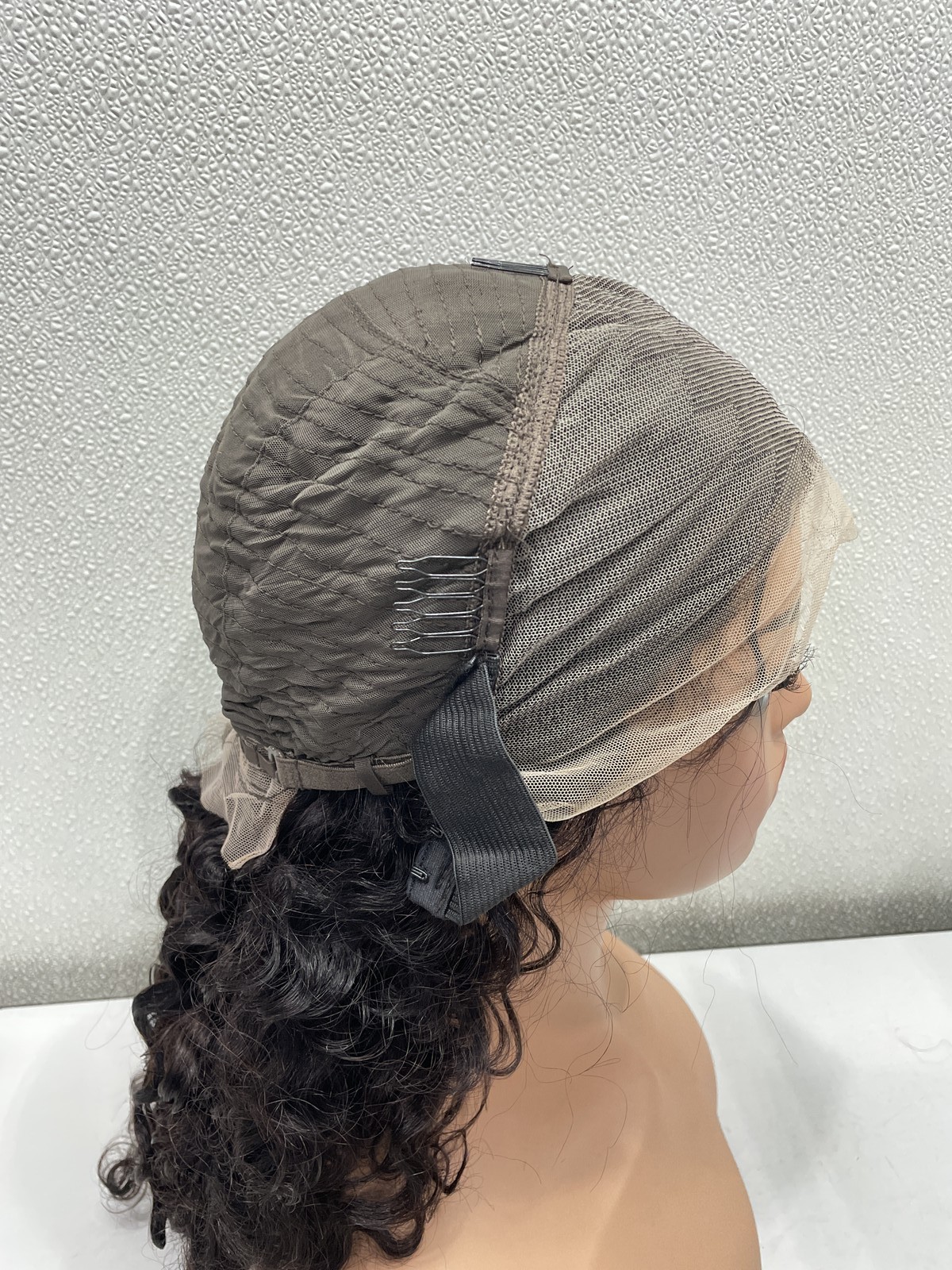 Natural Black Deep Wave Human Hair Blend 13×4 Lace Front 180% Density Wig, 18″