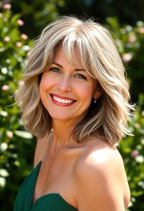 Ash Brown Blonde Wave Wigs with Bangs 100% Human Hair Lace Front Wigs