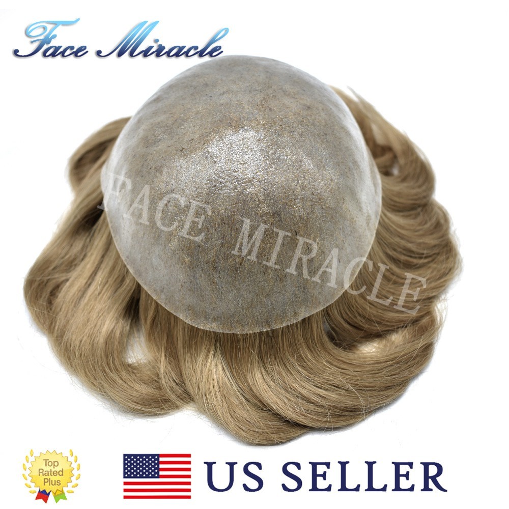 Mens Thin Skin Toupee Human Hair Systems All Poly Injected Toupee Hair for Men