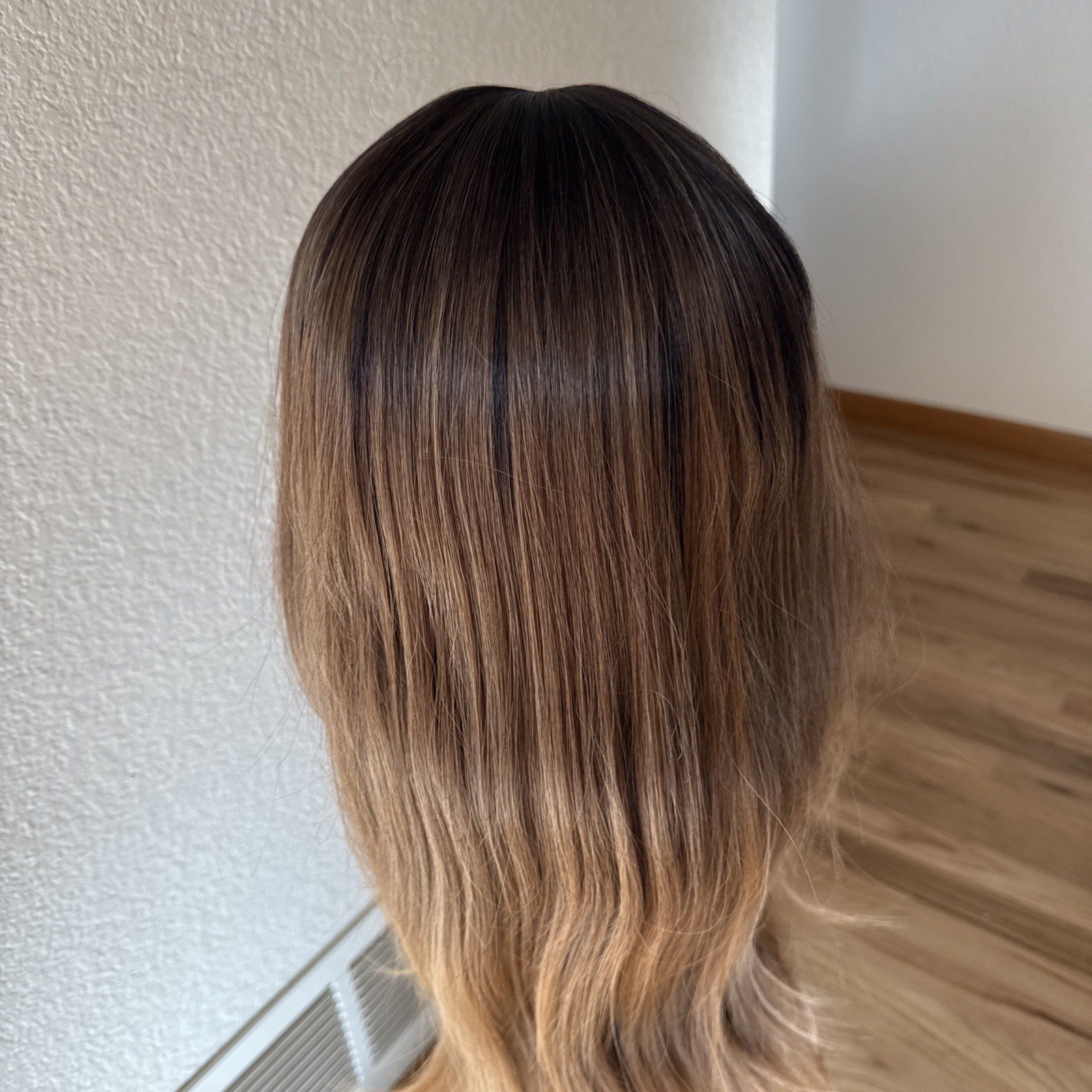 New Trend Wigs 33” Rooted Med Brown With Light Tips Highlights 60